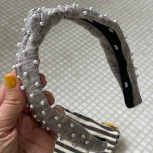 Lele Sadoughi Slim Beaded Jeweled Headband Grey